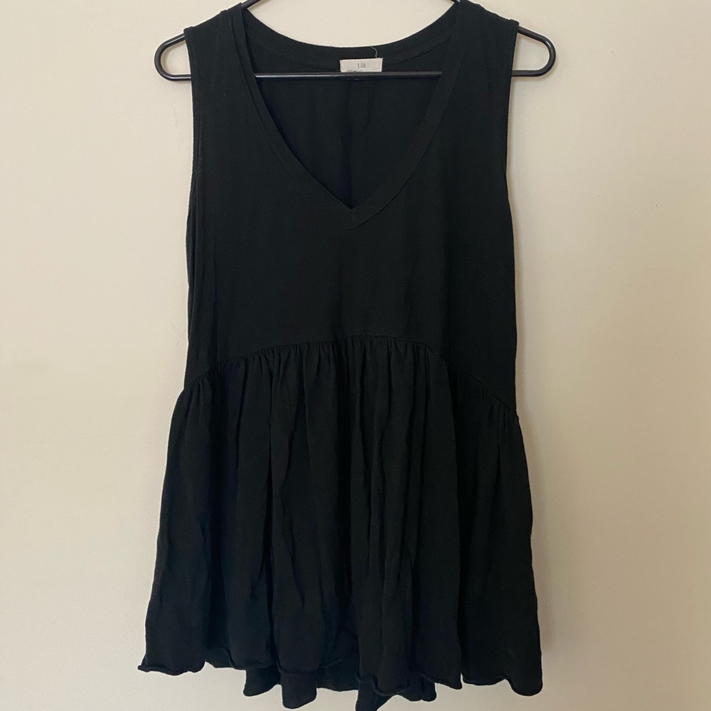 T.La Anthropologie black boho tank M